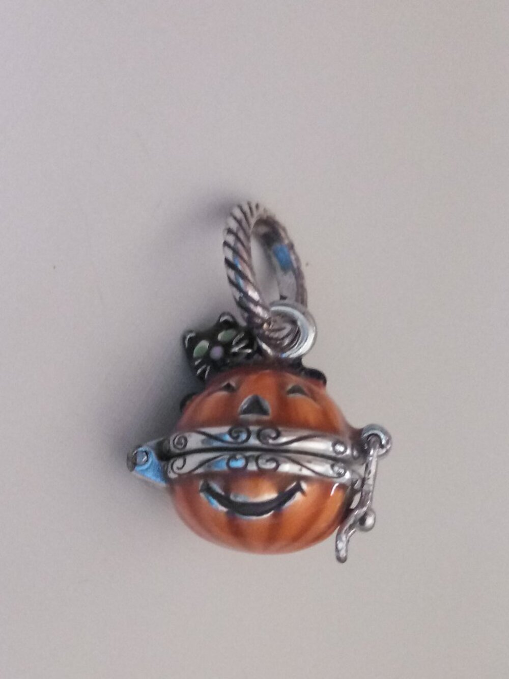 Brighton Retired Jack-O-Lantern Black Cat Hinged Charm Ghost inside Halloween